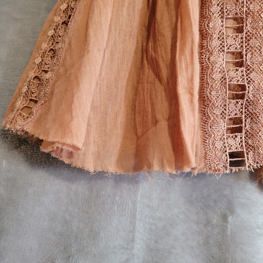 FP One Free People Verona Mini Dress In A Muted Orange Color Sz M Crochet Accent - Picture 9 of 11